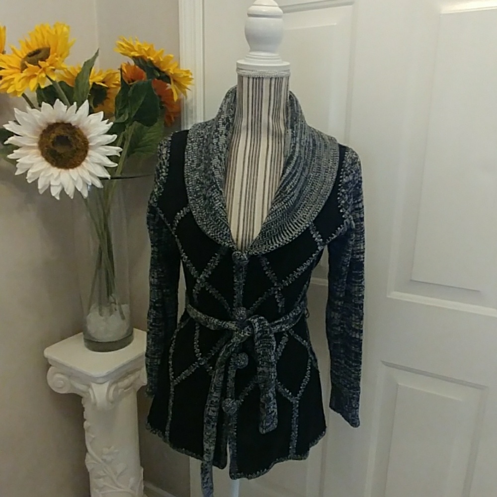 VTG- Kmart Suede N Knit Patchwork Belted Jacket